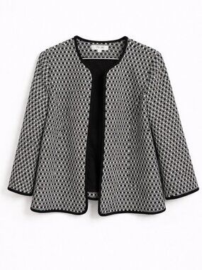 Jones Studio Separates Black White Open Front Jacket Blazer 18W Plus